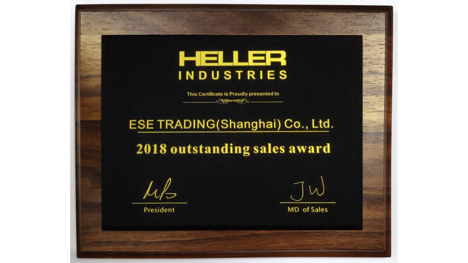HELLER INDUSTRIES - 2018 outstanding sales award